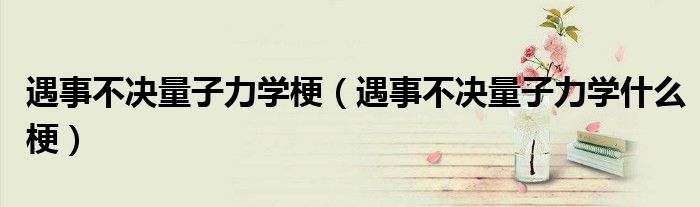 遇事不決量子力學(xué)梗（遇事不決量子力學(xué)什么梗）