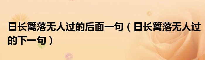 日長籬落無人過的后面一句（日長籬落無人過的下一句）