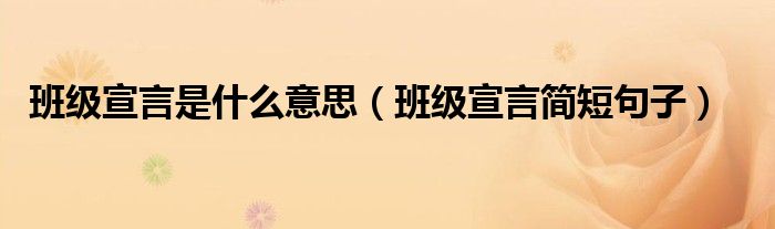 班級宣言是什么意思（班級宣言簡短句子）