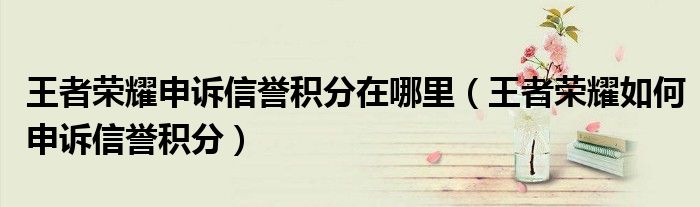 王者榮耀申訴信譽(yù)積分在哪里（王者榮耀如何申訴信譽(yù)積分）