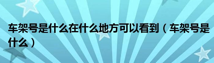車架號(hào)是什么在什么地方可以看到（車架號(hào)是什么）