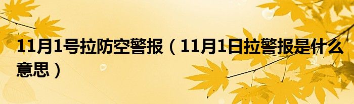 11月1號拉防空警報（11月1日拉警報是什么意思）