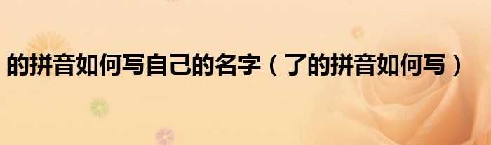 的拼音如何寫自己的名字（了的拼音如何寫）