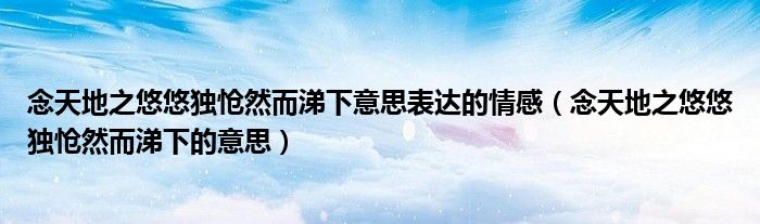 念天地之悠悠獨愴然而涕下意思表達的情感（念天地之悠悠獨愴然而涕下的意思）
