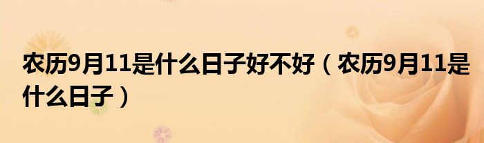 農歷9月11是什么日子好不好（農歷9月11是什么日子）