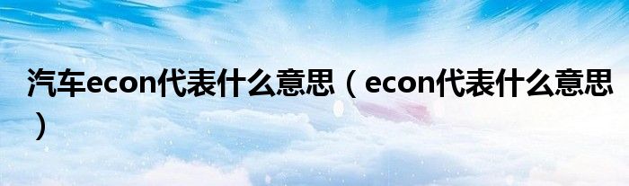 汽車econ代表什么意思（econ代表什么意思）