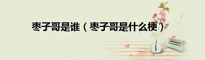 棗子哥是誰（棗子哥是什么梗）