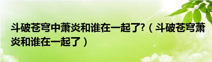 斗破蒼穹中蕭炎和誰在一起了?（斗破蒼穹蕭炎和誰在一起了）