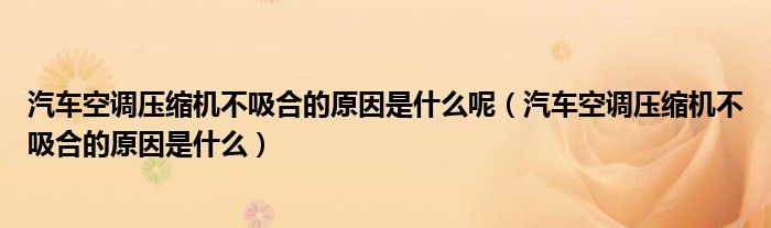 汽車空調(diào)壓縮機(jī)不吸合的原因是什么呢（汽車空調(diào)壓縮機(jī)不吸合的原因是什么）
