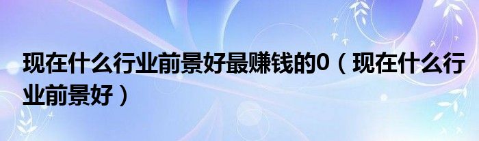 現(xiàn)在什么行業(yè)前景好最賺錢的0（現(xiàn)在什么行業(yè)前景好）