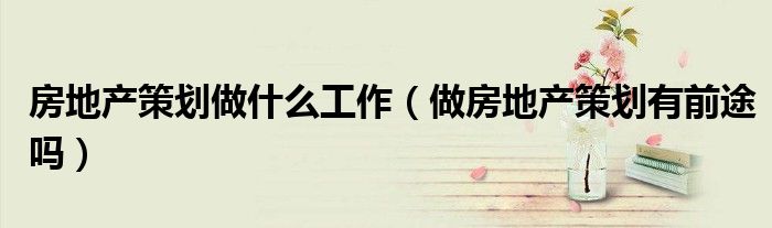 房地產(chǎn)策劃做什么工作（做房地產(chǎn)策劃有前途嗎）