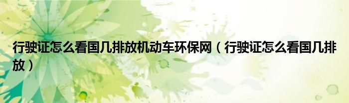 行駛證怎么看國(guó)幾排放機(jī)動(dòng)車(chē)環(huán)保網(wǎng)（行駛證怎么看國(guó)幾排放）