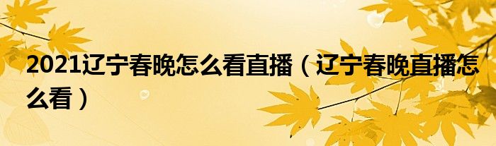 2021遼寧春晚怎么看直播（遼寧春晚直播怎么看）