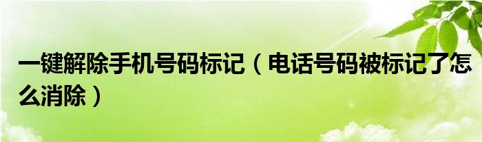 一鍵解除手機號碼標(biāo)記（電話號碼被標(biāo)記了怎么消除）