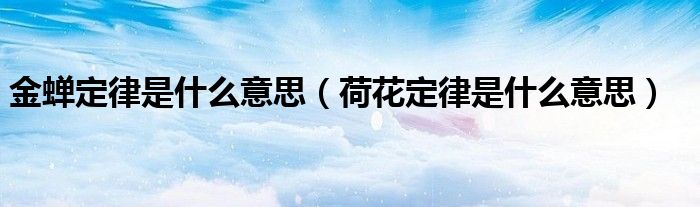 金蟬定律是什么意思（荷花定律是什么意思）
