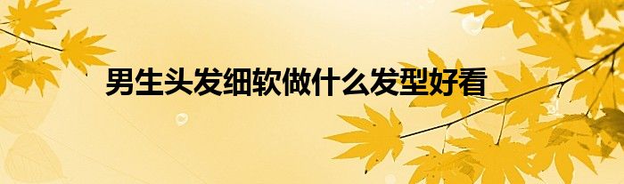 男生頭發(fā)細(xì)軟做什么發(fā)型好看