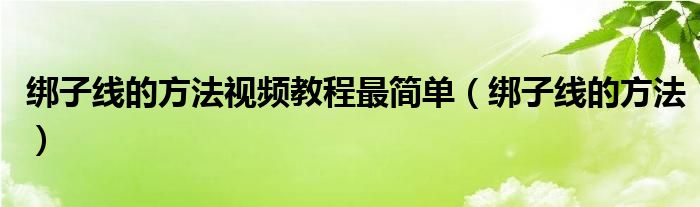 綁子線的方法視頻教程最簡(jiǎn)單（綁子線的方法）