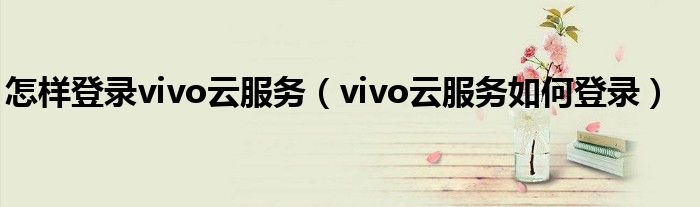怎樣登錄vivo云服務(wù)（vivo云服務(wù)如何登錄）