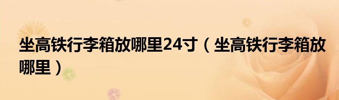 坐高鐵行李箱放哪里24寸（坐高鐵行李箱放哪里）