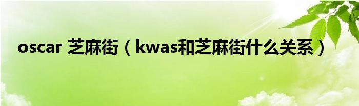 oscar 芝麻街（kwas和芝麻街什么關(guān)系）
