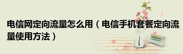 電信網(wǎng)定向流量怎么用（電信手機套餐定向流量使用方法）