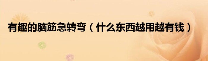 有趣的腦筋急轉(zhuǎn)彎（什么東西越用越有錢）