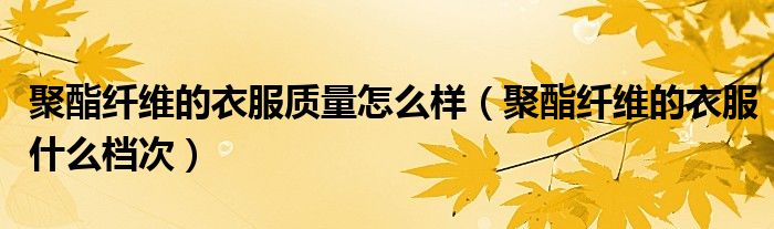 聚酯纖維的衣服質(zhì)量怎么樣（聚酯纖維的衣服什么檔次）