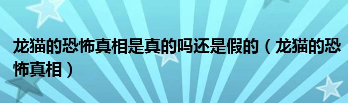 龍貓的恐怖真相是真的嗎還是假的（龍貓的恐怖真相）