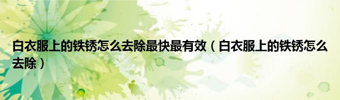 白衣服上的鐵銹怎么去除最快最有效（白衣服上的鐵銹怎么去除）