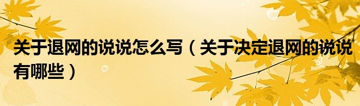 關(guān)于退網(wǎng)的說說怎么寫（關(guān)于決定退網(wǎng)的說說有哪些）