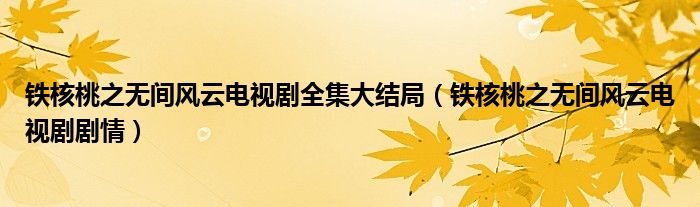 鐵核桃之無間風(fēng)云電視劇全集大結(jié)局（鐵核桃之無間風(fēng)云電視劇劇情）