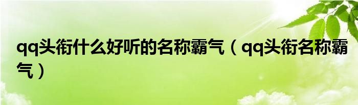 qq頭銜什么好聽的名稱霸氣（qq頭銜名稱霸氣）