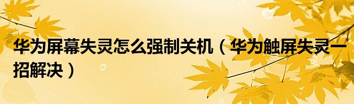 華為屏幕失靈怎么強(qiáng)制關(guān)機(jī)（華為觸屏失靈一招解決）