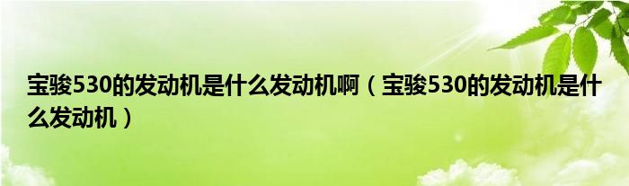 寶駿530的發(fā)動機是什么發(fā)動機啊（寶駿530的發(fā)動機是什么發(fā)動機）