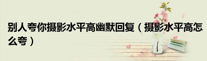 別人夸你攝影水平高幽默回復(fù)（攝影水平高怎么夸）