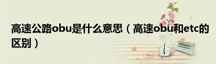 高速公路obu是什么意思（高速obu和etc的區(qū)別）