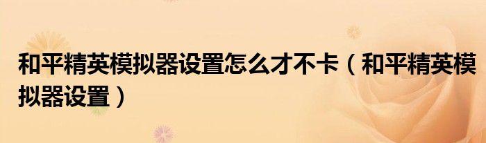 和平精英模擬器設(shè)置怎么才不卡（和平精英模擬器設(shè)置）