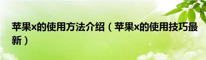 蘋果x的使用方法介紹（蘋果x的使用技巧最新）