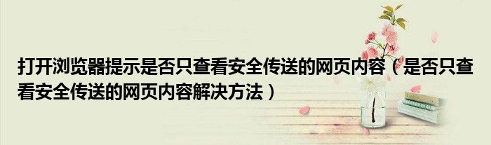 打開瀏覽器提示是否只查看安全傳送的網(wǎng)頁內(nèi)容（是否只查看安全傳送的網(wǎng)頁內(nèi)容解決方法）