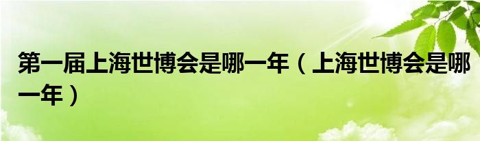 第一屆上海世博會(huì)是哪一年（上海世博會(huì)是哪一年）