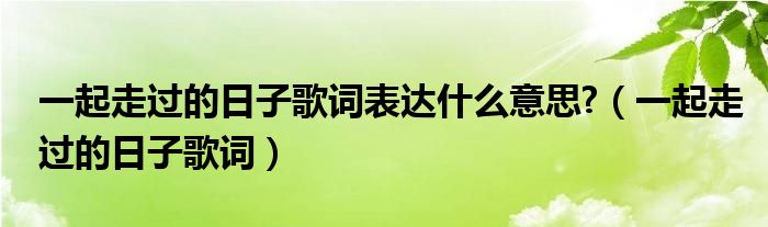 一起走過的日子歌詞表達(dá)什么意思?（一起走過的日子歌詞）