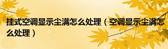 掛式空調(diào)顯示塵滿怎么處理（空調(diào)顯示塵滿怎么處理）