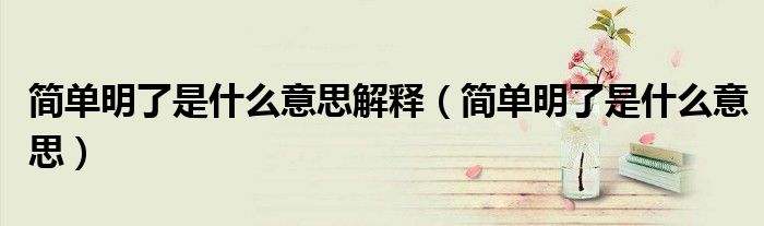 簡單明了是什么意思解釋（簡單明了是什么意思）