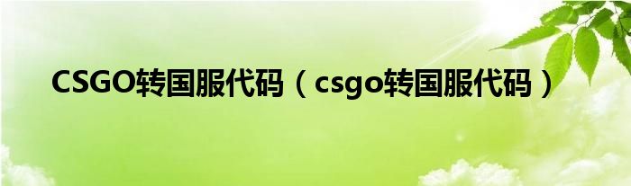 CSGO轉(zhuǎn)國(guó)服代碼（csgo轉(zhuǎn)國(guó)服代碼）