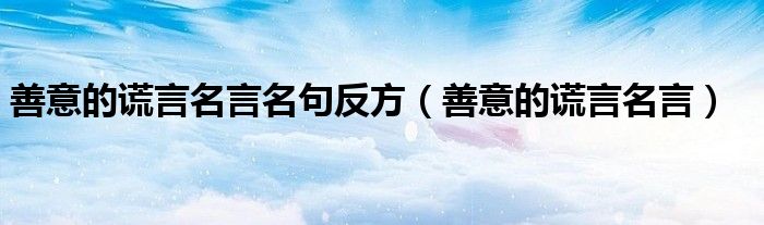 善意的謊言名言名句反方（善意的謊言名言）