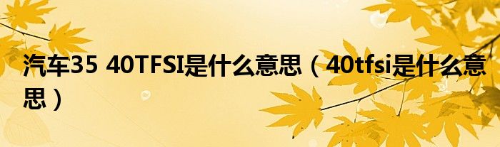 汽車35 40TFSI是什么意思（40tfsi是什么意思）