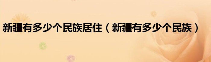 新疆有多少個民族居?。ㄐ陆卸嗌賯€民族）