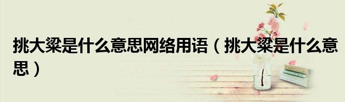 挑大粱是什么意思網(wǎng)絡(luò)用語(yǔ)（挑大粱是什么意思）