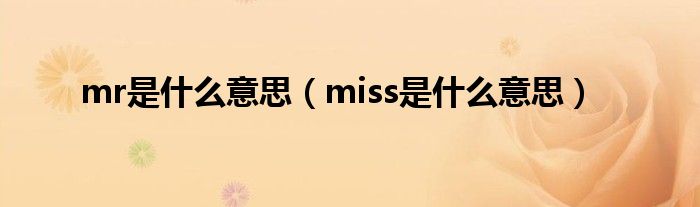 mr是什么意思（miss是什么意思）