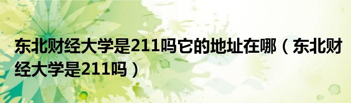 東北財經(jīng)大學(xué)是211嗎它的地址在哪（東北財經(jīng)大學(xué)是211嗎）